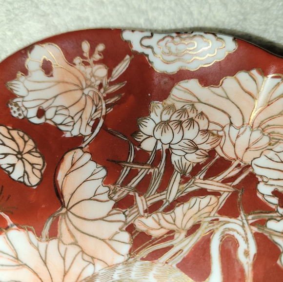 Vintage H.F.P. TOYO Handpainted Oval Dish Made in Macau Floral & Birds - Picture 4 of 5